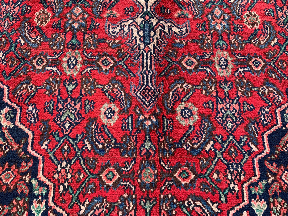 Handmade Persian Wool Area Rug 7x10 - Red, Blue & Ivory Traditional Geometric Medallion Persian Style Rug - Exact Size 10'5" x 7'0" - KBHM-1038