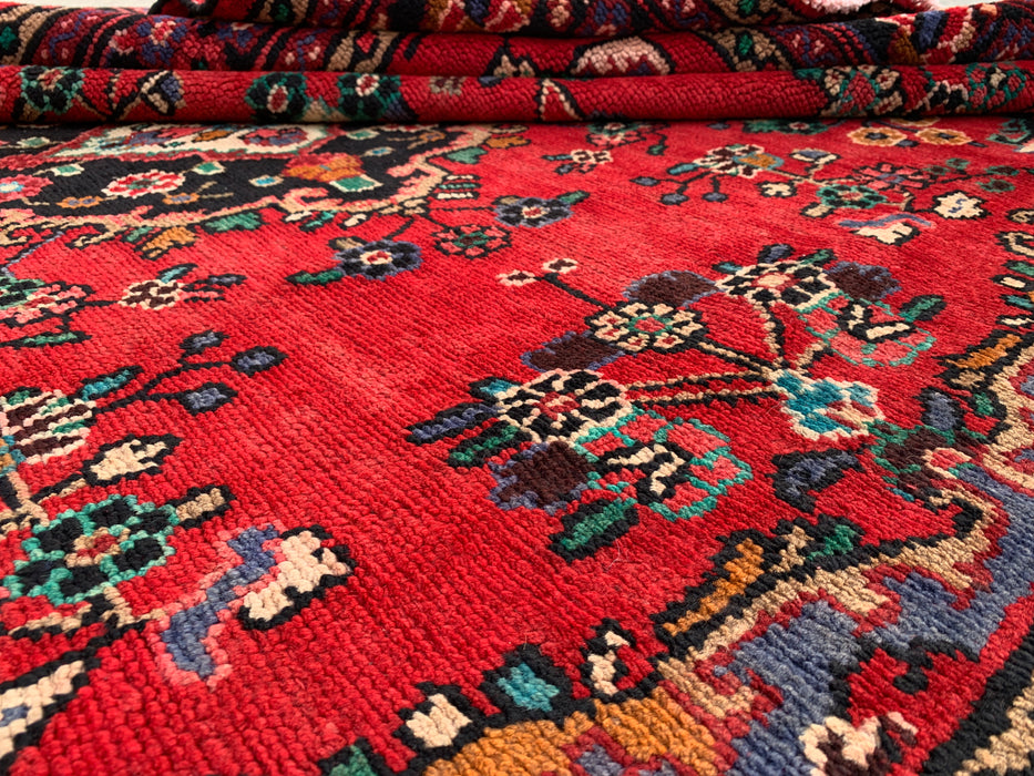 Handmade Persian Wool Area Rug 7x10 - Red, Blue & Ivory Traditional Medallion Persian Style Rug - Exact Size 10'0" x 7'3" - KBHM-1039