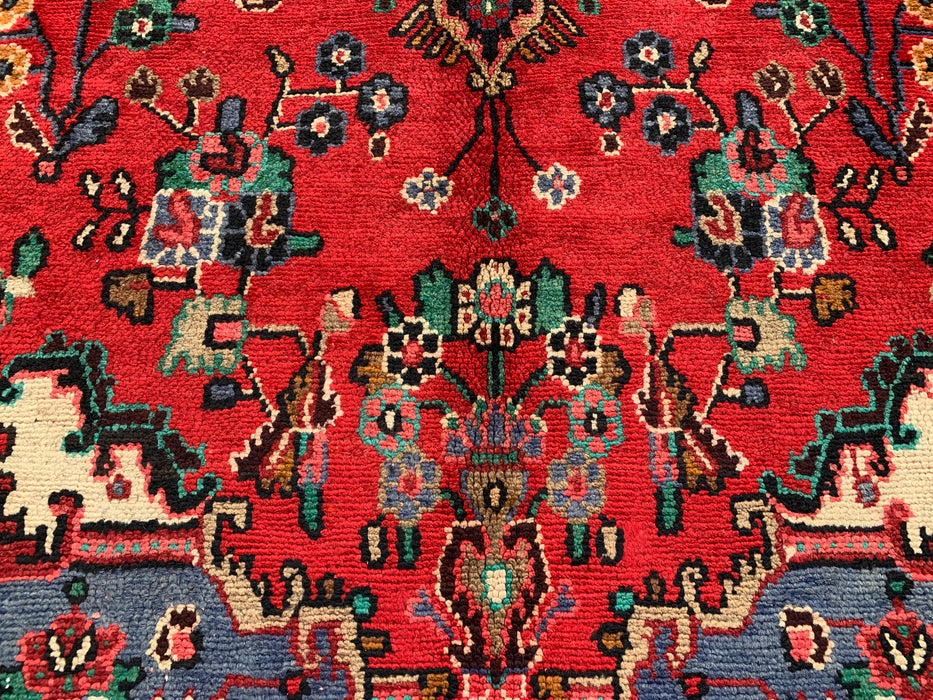 Handmade Persian Wool Area Rug 7x10 - Red, Blue & Ivory Traditional Medallion Persian Style Rug - Exact Size 10'0" x 7'3" - KBHM-1039