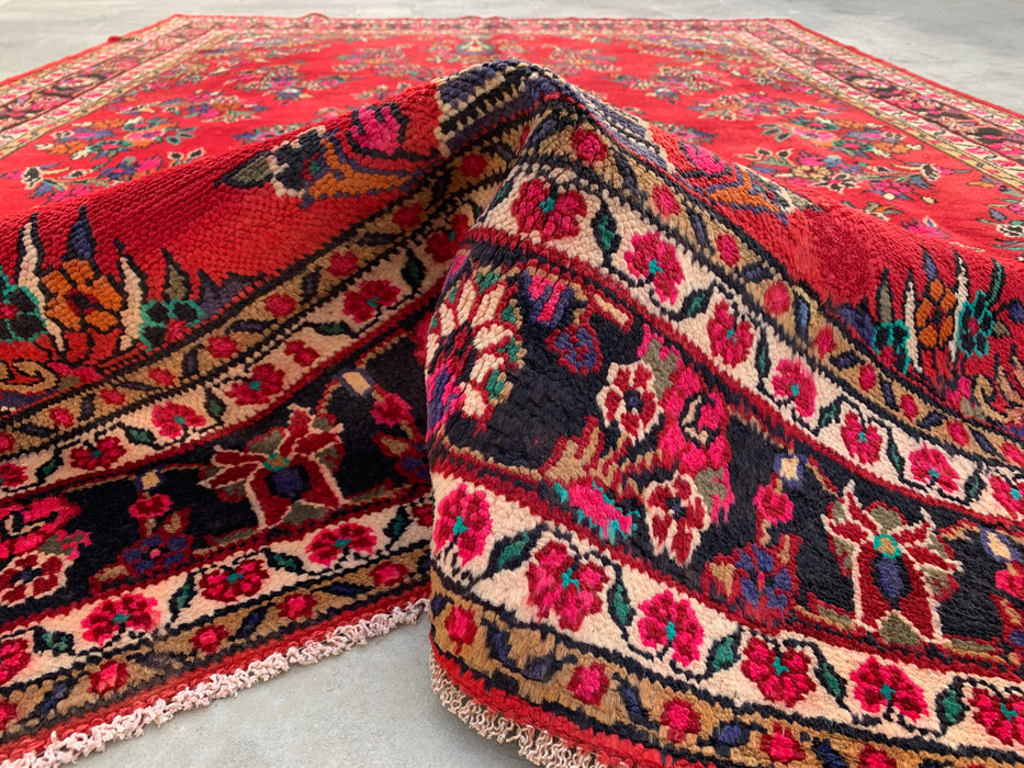 10'4 x 6'11 Hand-Knotted Persian Wool Rug in Red, Blue & Ivory Traditional Medallion Design | KBHM-1040