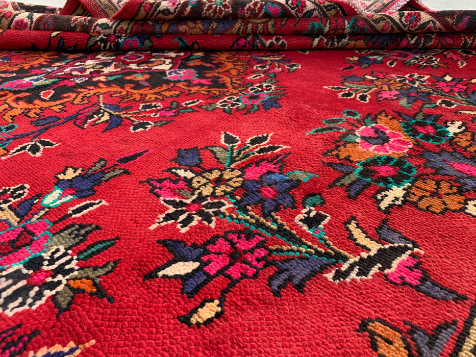 10'4 x 6'11 Hand-Knotted Persian Wool Rug in Red, Blue & Ivory Traditional Medallion Design | KBHM-1040