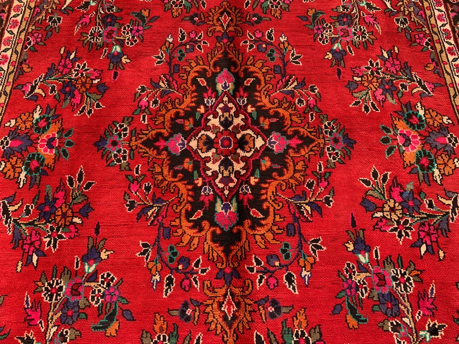 10'4 x 6'11 Hand-Knotted Persian Wool Rug in Red, Blue & Ivory Traditional Medallion Design | KBHM-1040