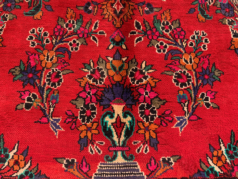 10'4 x 6'11 Hand-Knotted Persian Wool Rug in Red, Blue & Ivory Traditional Medallion Design | KBHM-1040