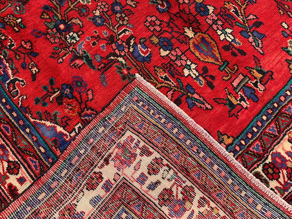 Handmade Persian Wool Area Rug 7x10 - Red, Navy & Ivory Traditional Medallion Persian Style Rug - Exact Size 10'1" x 6'10" - KBHM-1042