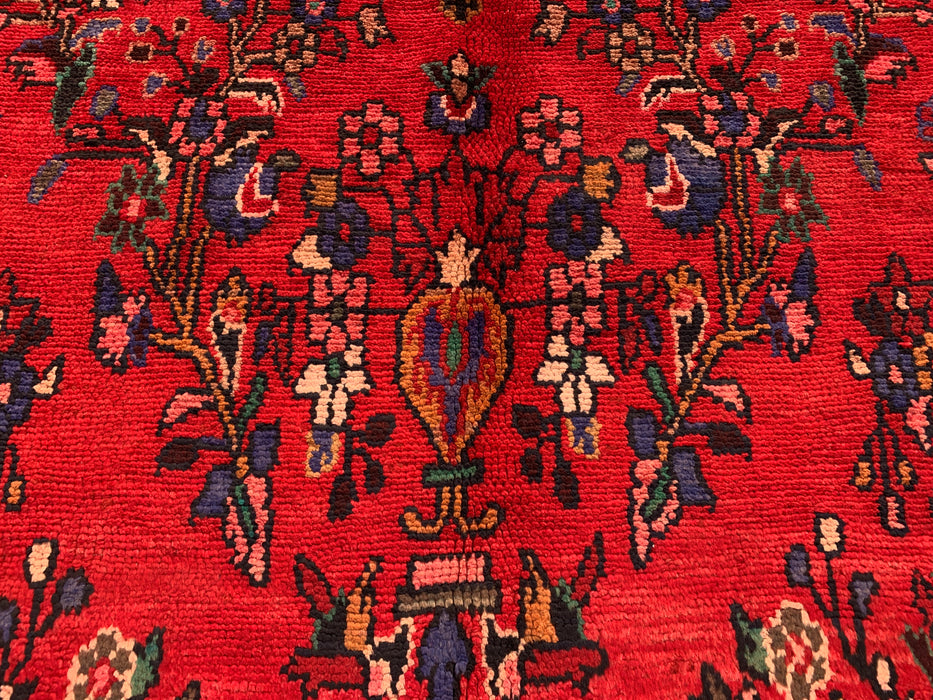Handmade Persian Wool Area Rug 7x10 - Red, Navy & Ivory Traditional Medallion Persian Style Rug - Exact Size 10'1" x 6'10" - KBHM-1042