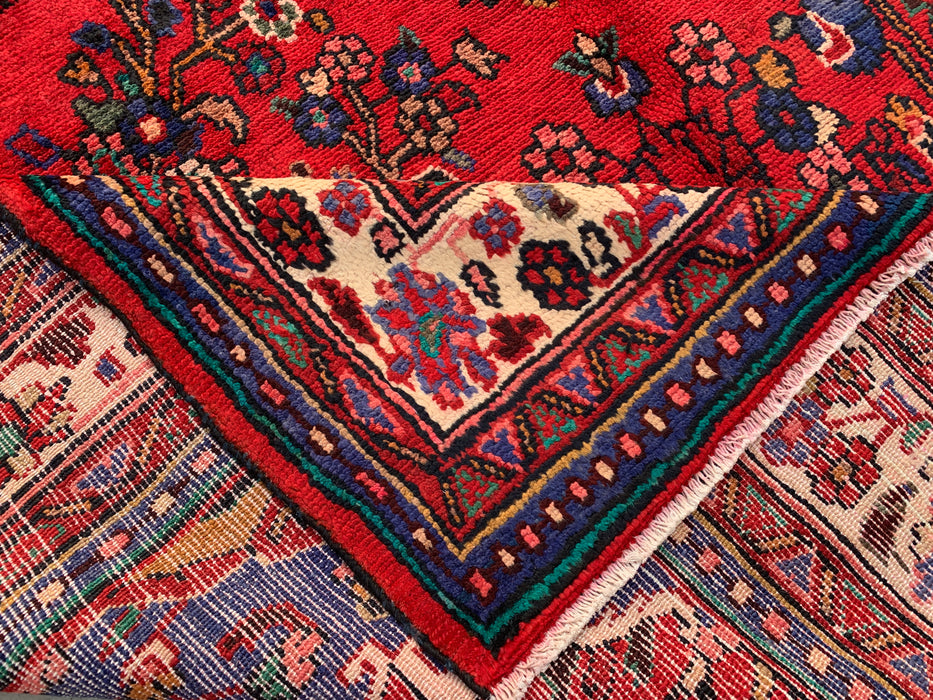 Handmade Persian Wool Area Rug 7x10 - Red, Navy & Ivory Traditional Medallion Persian Style Rug - Exact Size 10'1" x 6'10" - KBHM-1042