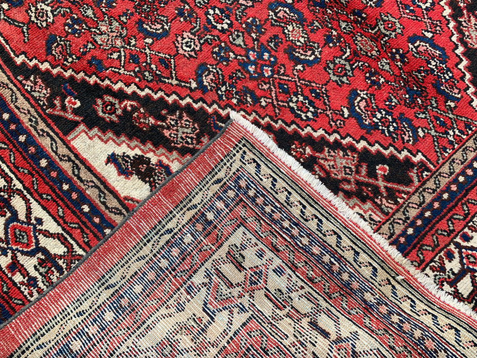 10'4 x 6'11 Hand-Knotted Persian Wool Rug in Red, Ivory & Navy Traditional Geometric Medallion Design | KBHM-1043