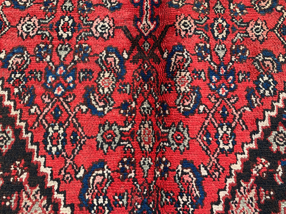 10'4 x 6'11 Hand-Knotted Persian Wool Rug in Red, Ivory & Navy Traditional Geometric Medallion Design | KBHM-1043