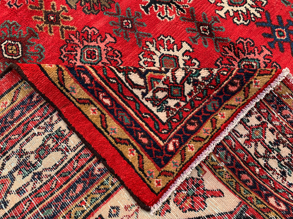 10'3 x 7'4 Hand-Knotted Persian Wool Rug in Red, Ivory & Navy Traditional Geometric Medallion Design | KBHM-1044