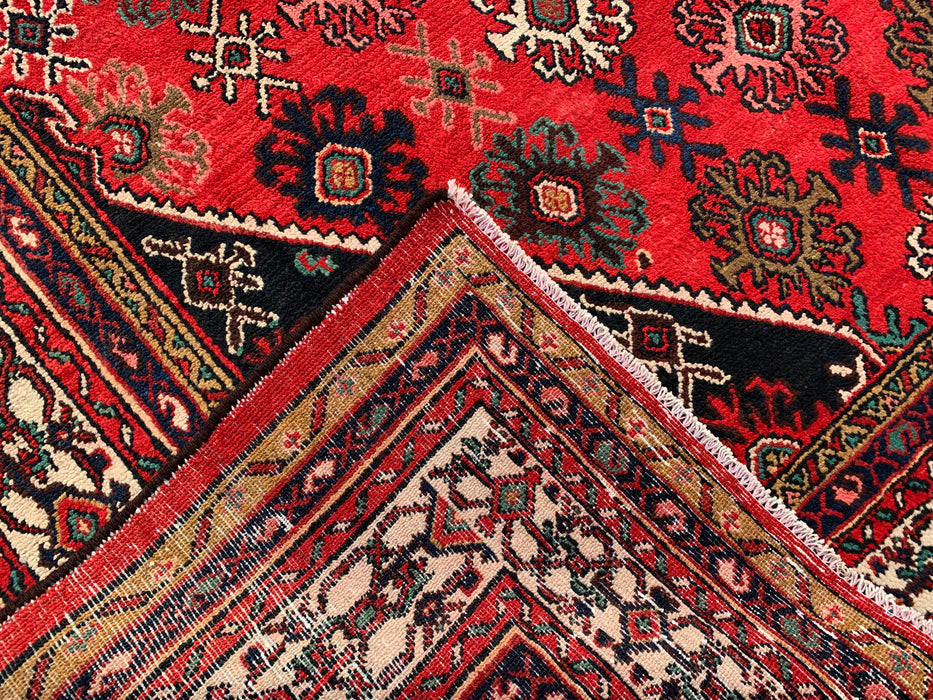 10'3 x 7'4 Hand-Knotted Persian Wool Rug in Red, Ivory & Navy Traditional Geometric Medallion Design | KBHM-1044