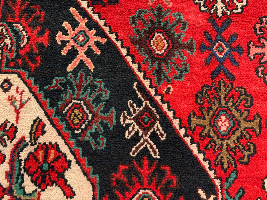 10'3 x 7'4 Hand-Knotted Persian Wool Rug in Red, Ivory & Navy Traditional Geometric Medallion Design | KBHM-1044