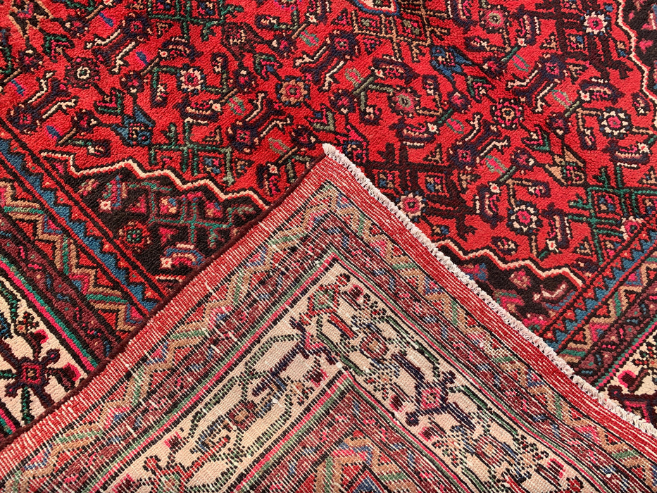 10'6 x 6'8 Hand-Knotted Persian Wool Rug in Red, Ivory & Navy Traditional Geometric Medallion Design | KBHM-1045