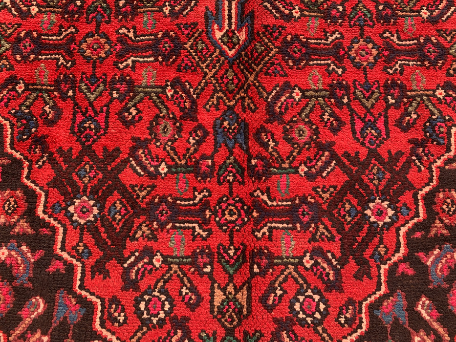 10'6 x 6'8 Hand-Knotted Persian Wool Rug in Red, Ivory & Navy Traditional Geometric Medallion Design | KBHM-1045