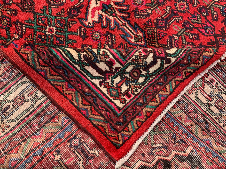 10'6 x 6'8 Hand-Knotted Persian Wool Rug in Red, Ivory & Navy Traditional Geometric Medallion Design | KBHM-1045