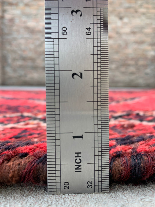 8'1 x 4'11 Hand-Knotted Persian Wool Rug in Red, Black & Ivory Tribal Geometric Diamond Design | KBHM-1046