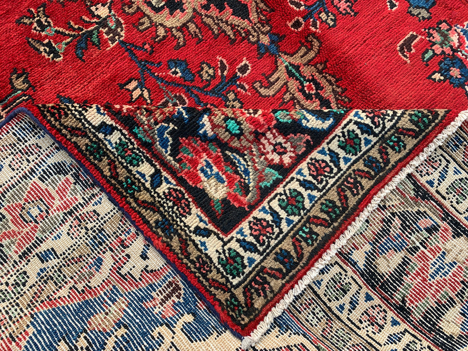 Handmade Persian Wool Area Rug 7x10 - Red, Blue & Ivory Traditional Medallion Persian Style Rug - Exact Size 9'8" x 7'0" - KBHM-1047