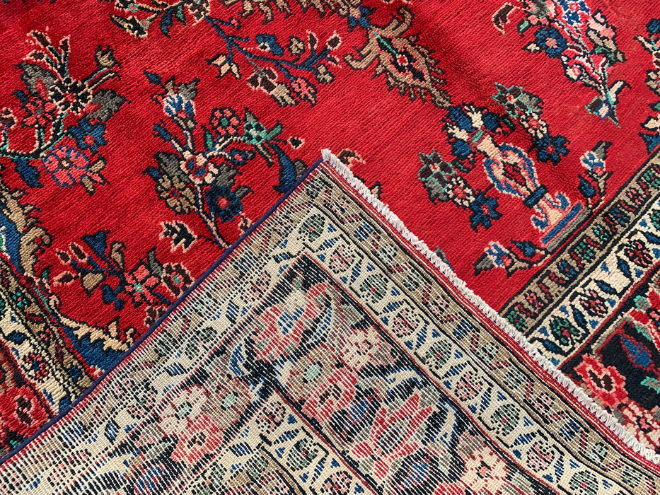 Handmade Persian Wool Area Rug 7x10 - Red, Blue & Ivory Traditional Medallion Persian Style Rug - Exact Size 9'8" x 7'0" - KBHM-1047