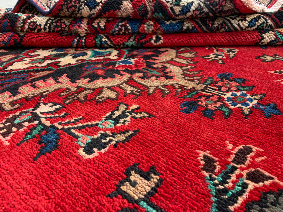 Handmade Persian Wool Area Rug 7x10 - Red, Blue & Ivory Traditional Medallion Persian Style Rug - Exact Size 9'8" x 7'0" - KBHM-1047