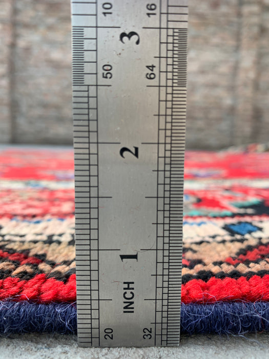 Handmade Persian Wool Area Rug 7x10 - Red, Blue & Ivory Traditional Medallion Persian Style Rug - Exact Size 9'8" x 7'0" - KBHM-1047