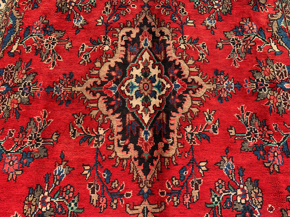 Handmade Persian Wool Area Rug 7x10 - Red, Blue & Ivory Traditional Medallion Persian Style Rug - Exact Size 9'8" x 7'0" - KBHM-1047