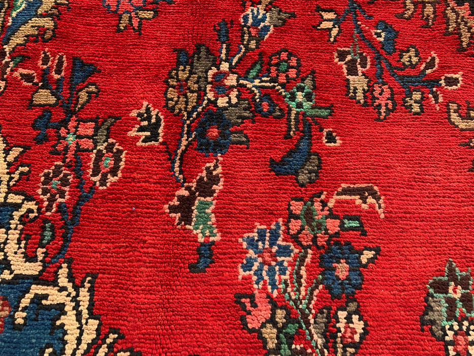 Handmade Persian Wool Area Rug 7x10 - Red, Blue & Ivory Traditional Medallion Persian Style Rug - Exact Size 9'8" x 7'0" - KBHM-1047