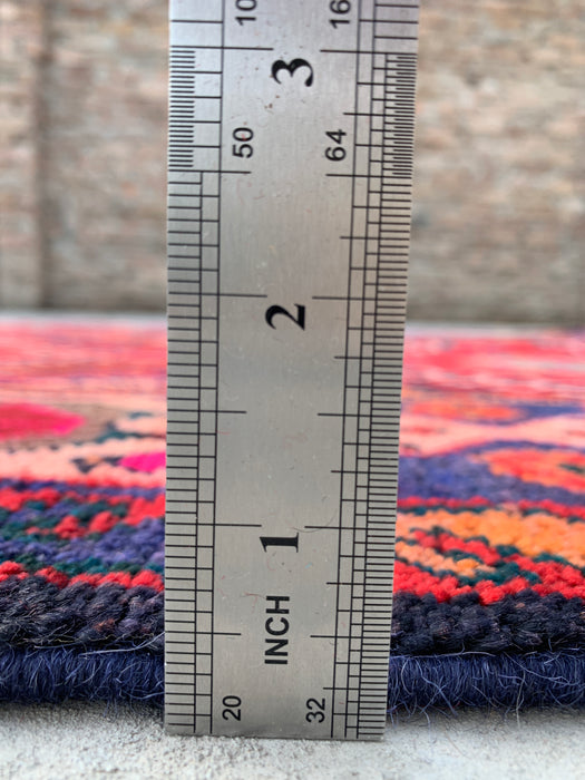 9'11 x 5'6 Hand-Knotted Persian Wool Rug in Red, Navy & Ivory Tribal Geometric Diamond Design | KBHM-1048