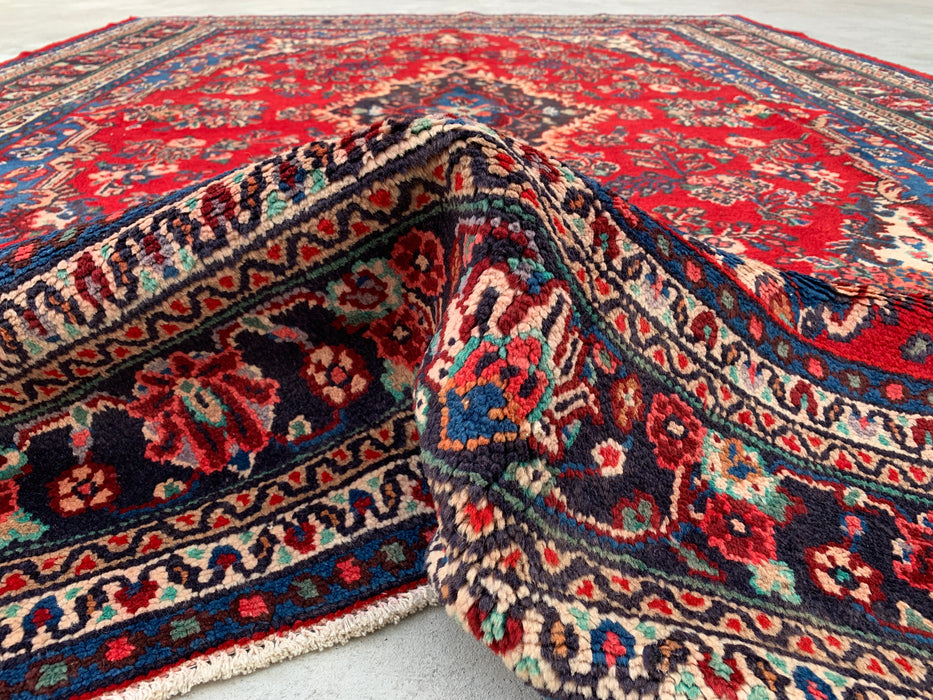 11'8 x 8'9 Hand-Knotted Persian Wool Rug in Red, Blue & Ivory Traditional Medallion Design | KBHM-1058