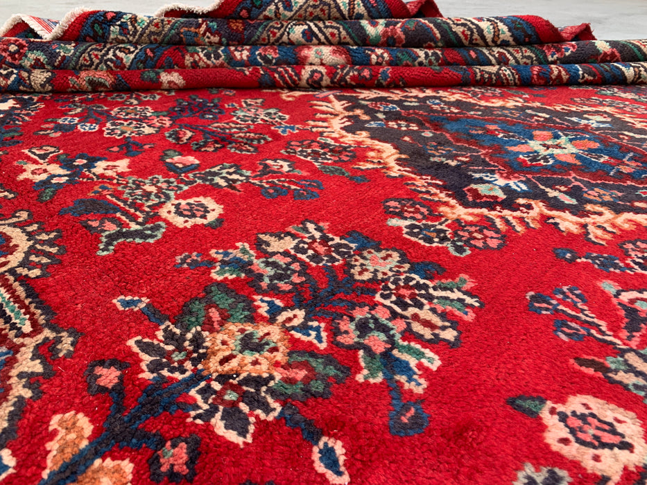 11'8 x 8'9 Hand-Knotted Persian Wool Rug in Red, Blue & Ivory Traditional Medallion Design | KBHM-1058