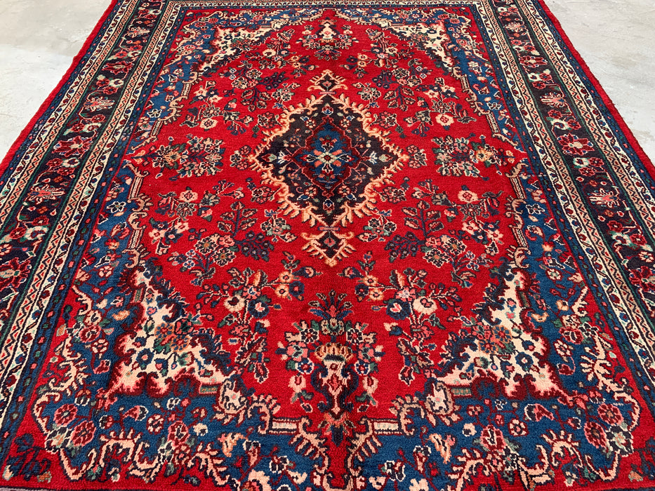 11'8 x 8'9 Hand-Knotted Persian Wool Rug in Red, Blue & Ivory Traditional Medallion Design | KBHM-1058
