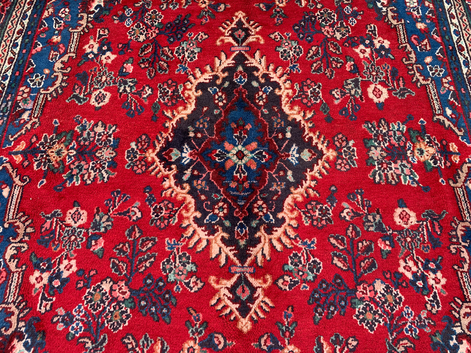 11'8 x 8'9 Hand-Knotted Persian Wool Rug in Red, Blue & Ivory Traditional Medallion Design | KBHM-1058