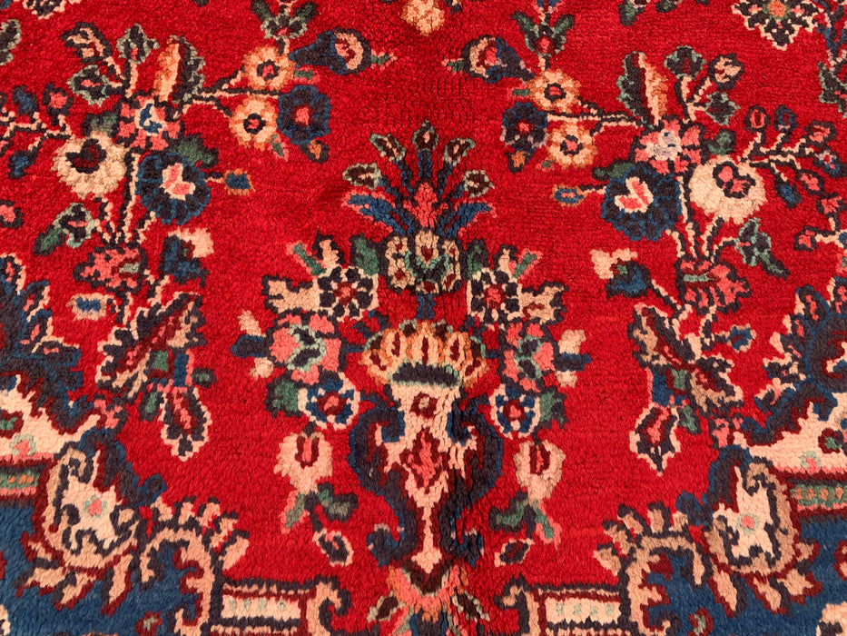 11'8 x 8'9 Hand-Knotted Persian Wool Rug in Red, Blue & Ivory Traditional Medallion Design | KBHM-1058