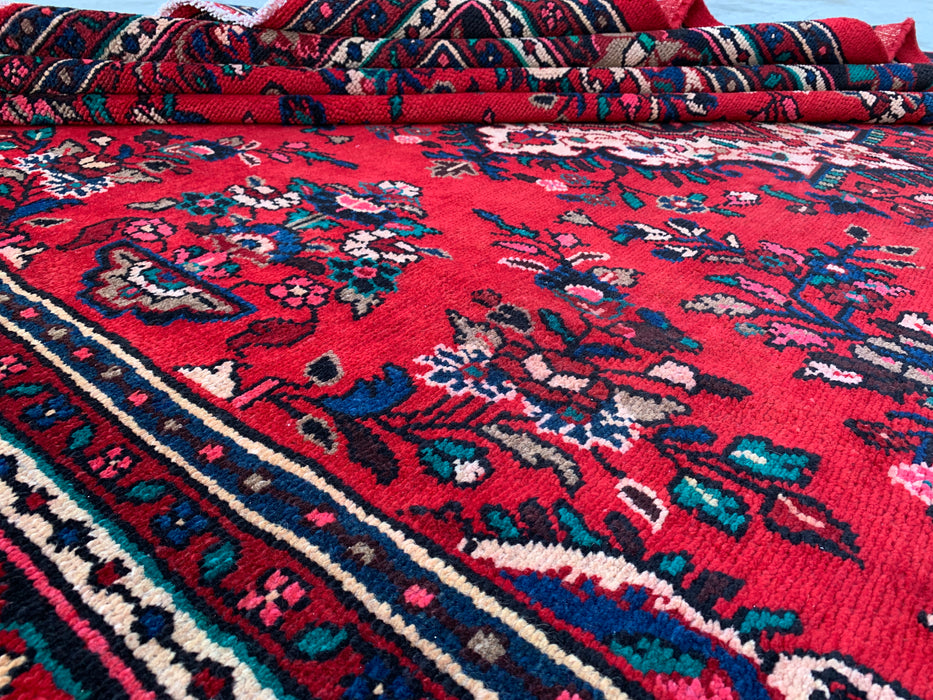 11'8 x 8'11 Hand-Knotted Persian Wool Rug in Red, Blue & Ivory Traditional Medallion Design | KBHM-1060
