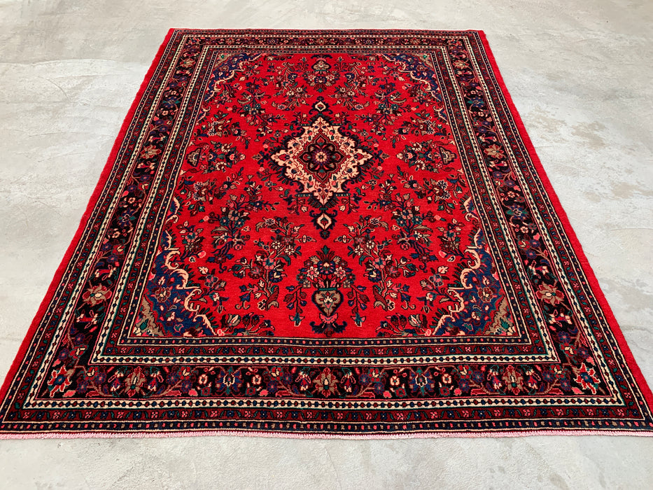 11'8 x 8'11 Hand-Knotted Persian Wool Rug in Red, Blue & Ivory Traditional Medallion Design | KBHM-1060