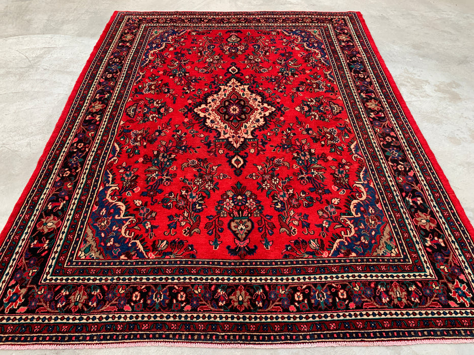 11'8 x 8'11 Hand-Knotted Persian Wool Rug in Red, Blue & Ivory Traditional Medallion Design | KBHM-1060