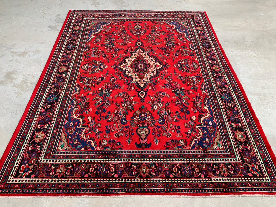 11'8 x 8'11 Hand-Knotted Persian Wool Rug in Red, Blue & Ivory Traditional Medallion Design | KBHM-1060
