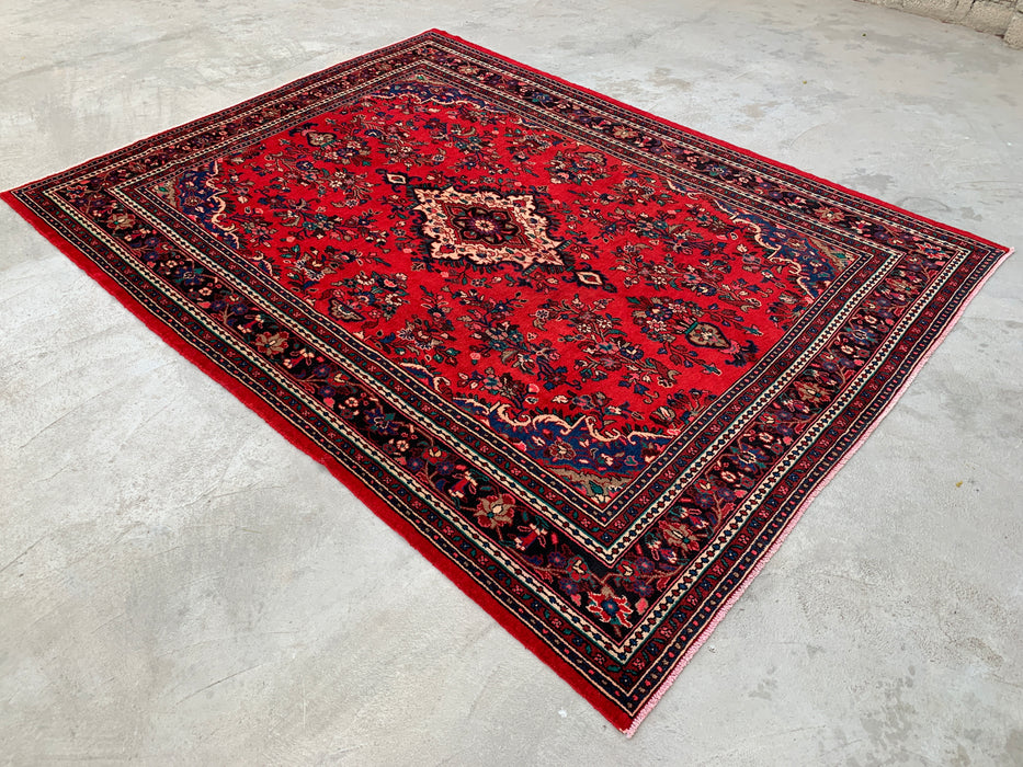 11'8 x 8'11 Hand-Knotted Persian Wool Rug in Red, Blue & Ivory Traditional Medallion Design | KBHM-1060