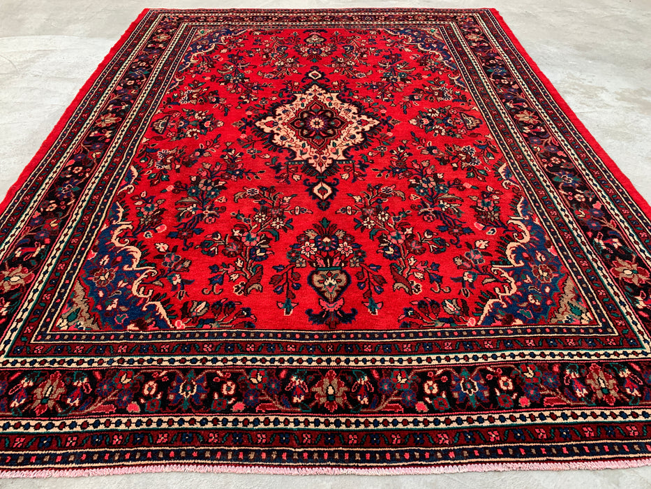 11'8 x 8'11 Hand-Knotted Persian Wool Rug in Red, Blue & Ivory Traditional Medallion Design | KBHM-1060