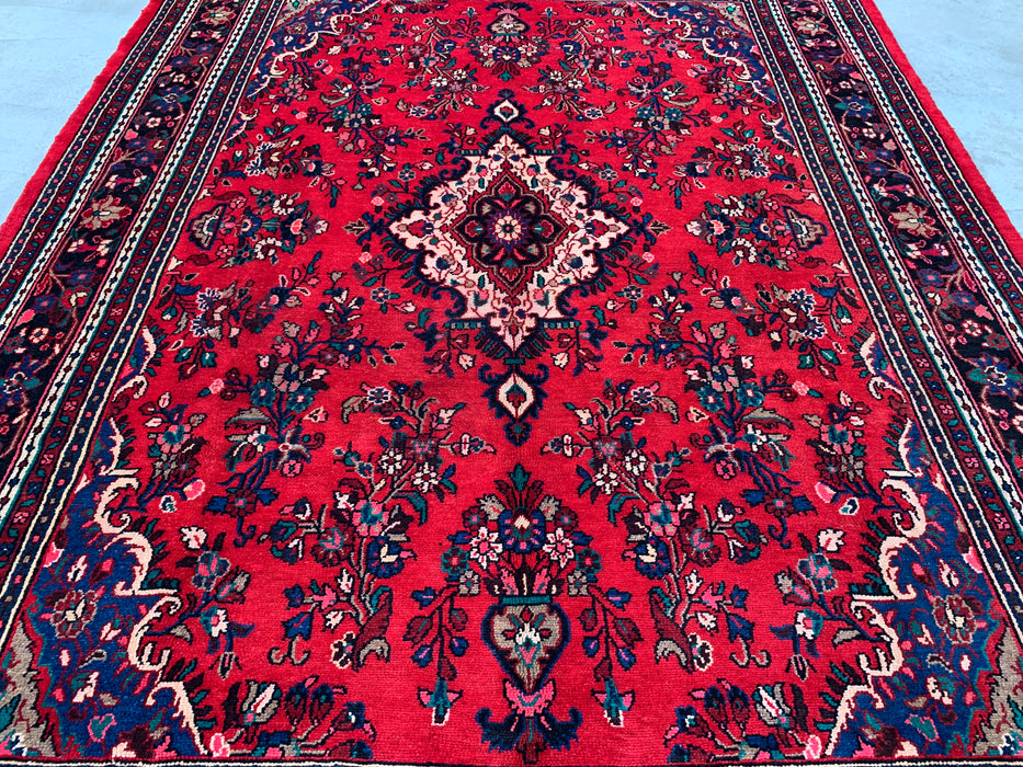11'8 x 8'11 Hand-Knotted Persian Wool Rug in Red, Blue & Ivory Traditional Medallion Design | KBHM-1060