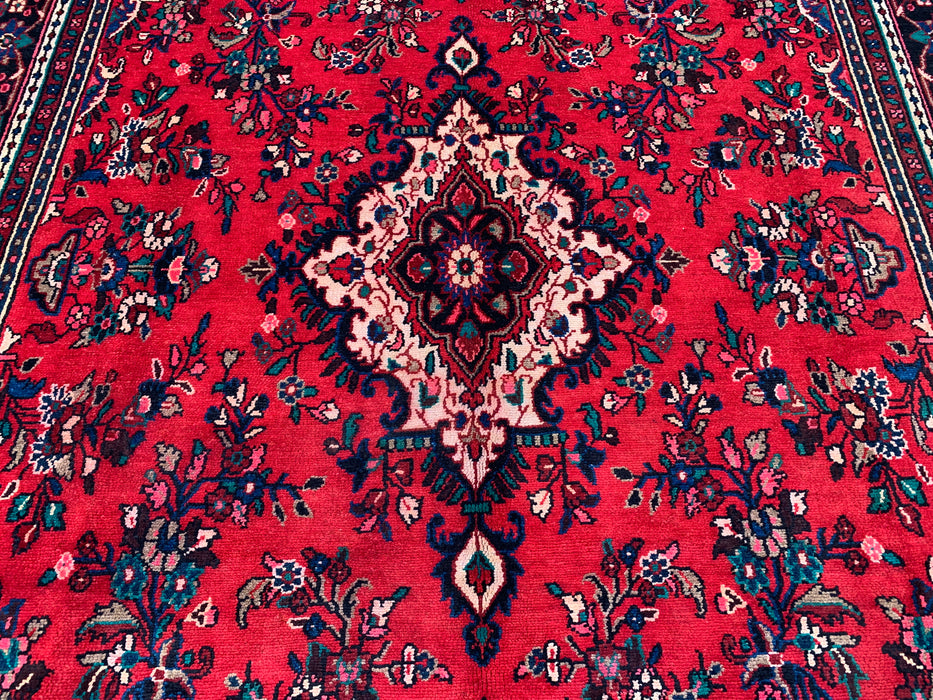 11'8 x 8'11 Hand-Knotted Persian Wool Rug in Red, Blue & Ivory Traditional Medallion Design | KBHM-1060