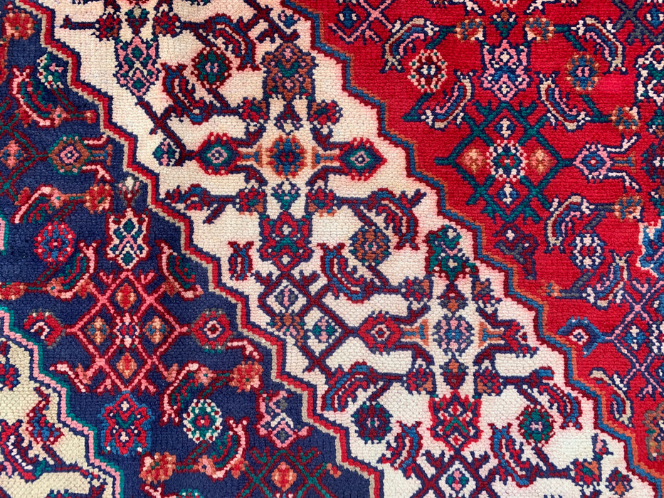 11'7 x 8'10 Hand-Knotted Persian Wool Rug in Red, Blue & Ivory Traditional Medallion Design | KBHM-1061