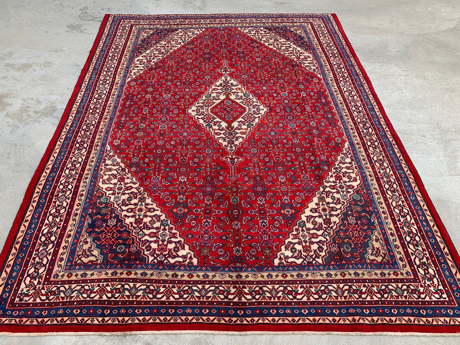 11'7 x 8'10 Hand-Knotted Persian Wool Rug in Red, Blue & Ivory Traditional Medallion Design | KBHM-1061