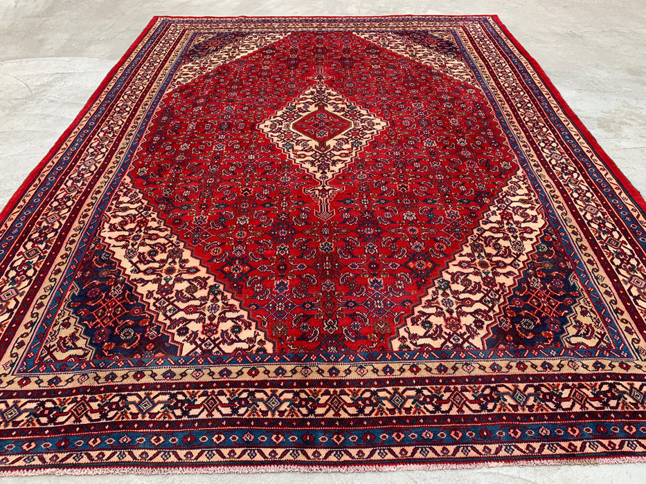 11'7 x 8'10 Hand-Knotted Persian Wool Rug in Red, Blue & Ivory Traditional Medallion Design | KBHM-1061