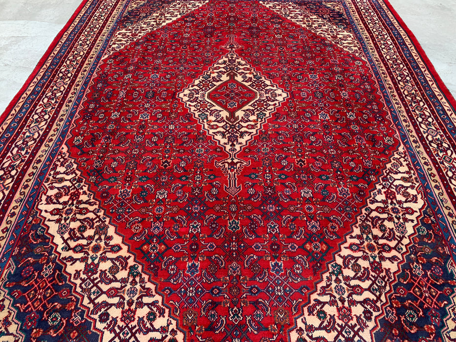 11'7 x 8'10 Hand-Knotted Persian Wool Rug in Red, Blue & Ivory Traditional Medallion Design | KBHM-1061