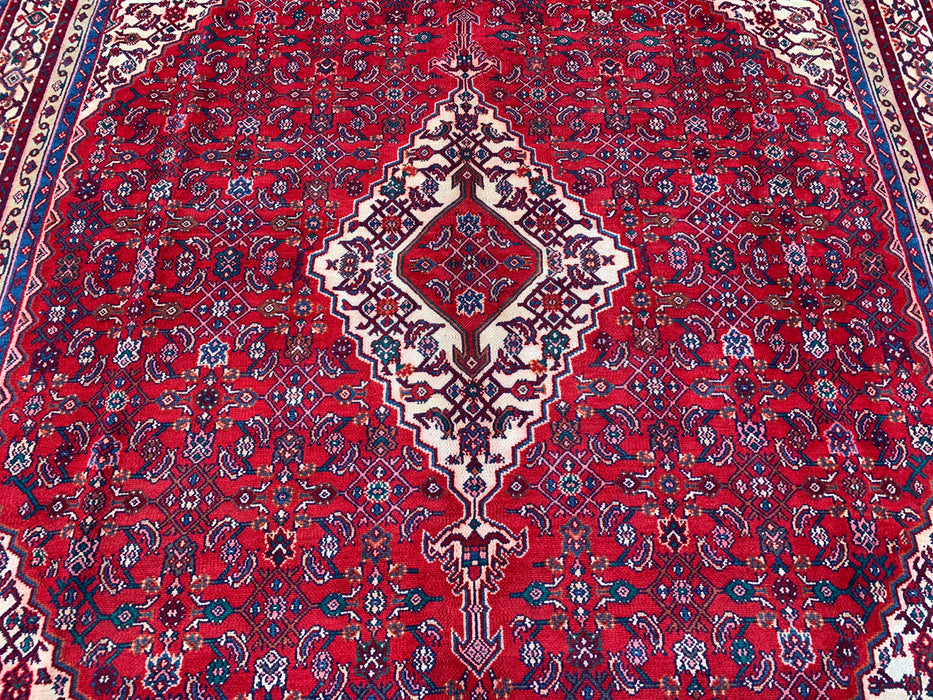 11'7 x 8'10 Hand-Knotted Persian Wool Rug in Red, Blue & Ivory Traditional Medallion Design | KBHM-1061