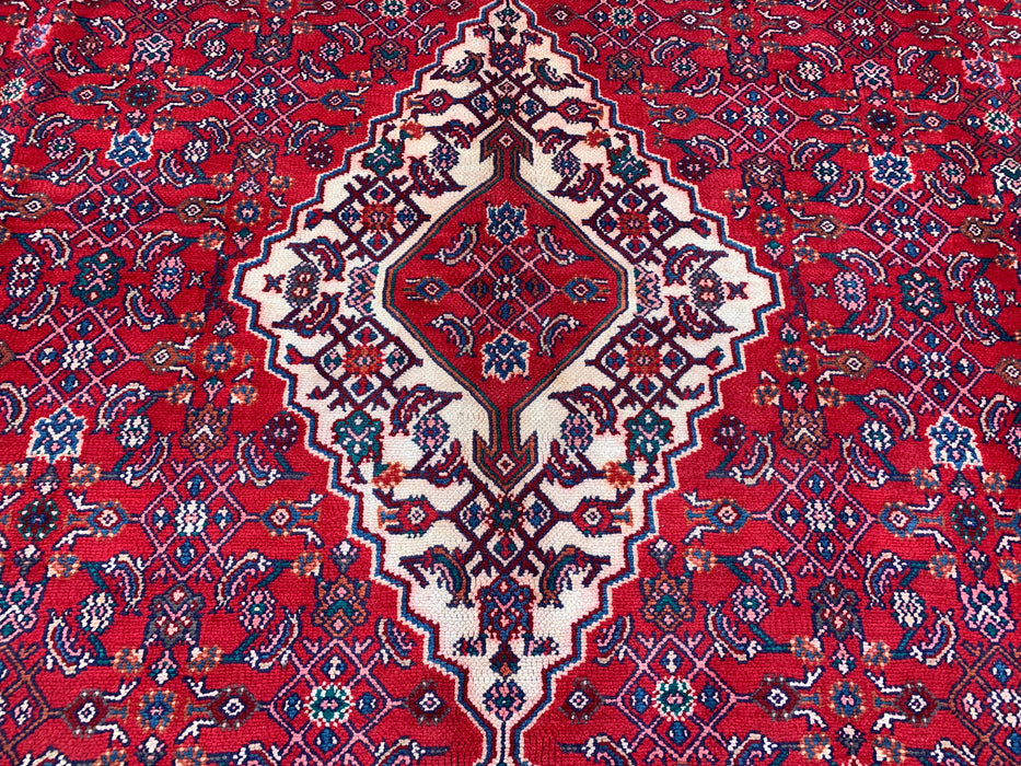 11'7 x 8'10 Hand-Knotted Persian Wool Rug in Red, Blue & Ivory Traditional Medallion Design | KBHM-1061