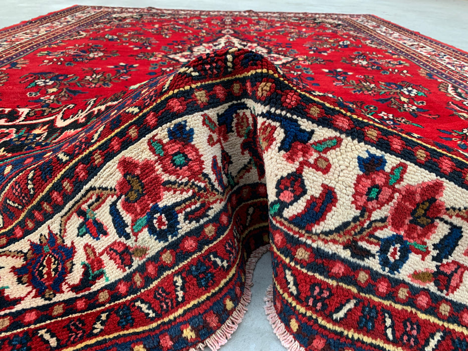 11'8 x 8'7 Hand-Knotted Persian Wool Rug in Red, Blue & Ivory Traditional Medallion Design | KBHM-1062