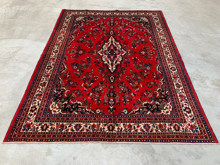 11'8 x 8'7 Hand-Knotted Persian Wool Rug in Red, Blue & Ivory Traditional Medallion Design | KBHM-1062