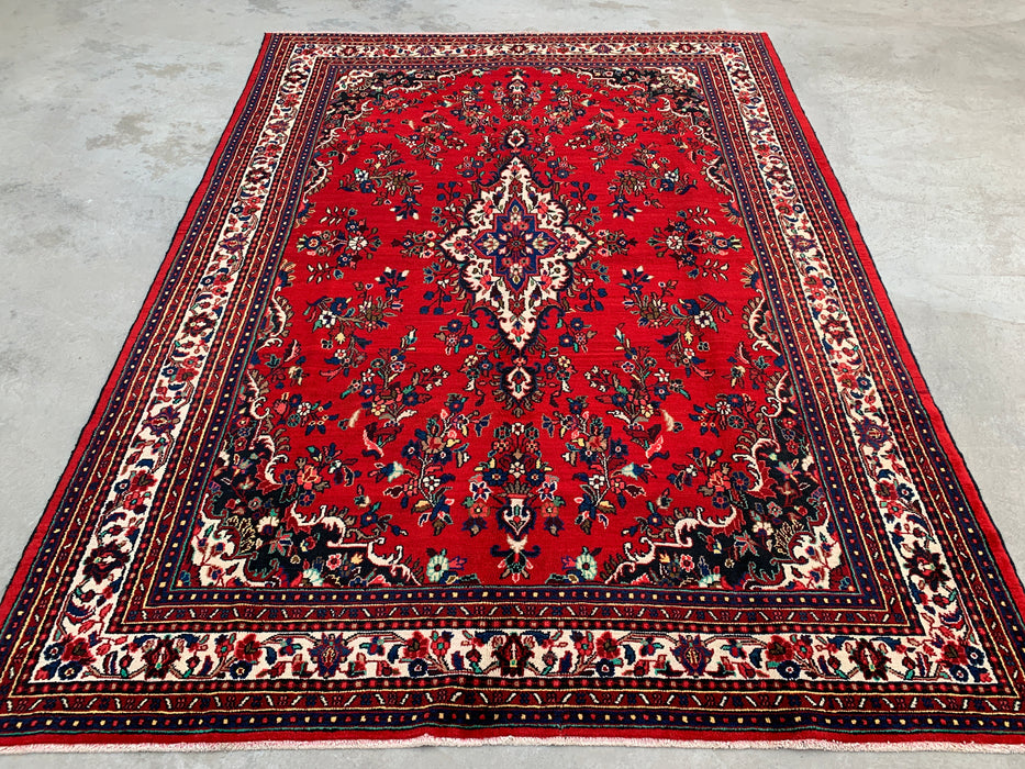 11'8 x 8'7 Hand-Knotted Persian Wool Rug in Red, Blue & Ivory Traditional Medallion Design | KBHM-1062