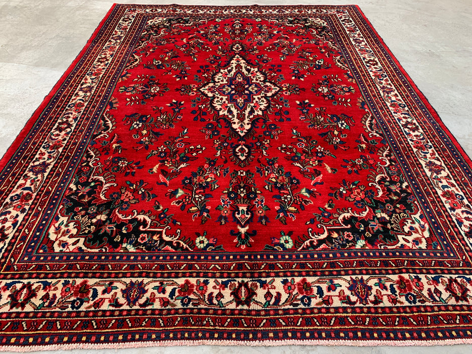 11'8 x 8'7 Hand-Knotted Persian Wool Rug in Red, Blue & Ivory Traditional Medallion Design | KBHM-1062