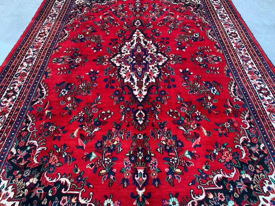 11'8 x 8'7 Hand-Knotted Persian Wool Rug in Red, Blue & Ivory Traditional Medallion Design | KBHM-1062